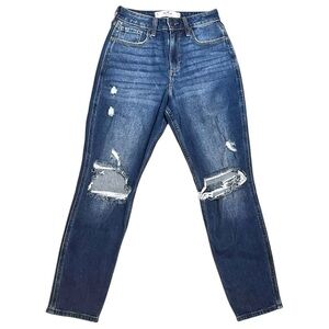 Hollister Curvy High Rise Mom Distressed Jeans 1R Edgy Urban Streetwear Vintage‎